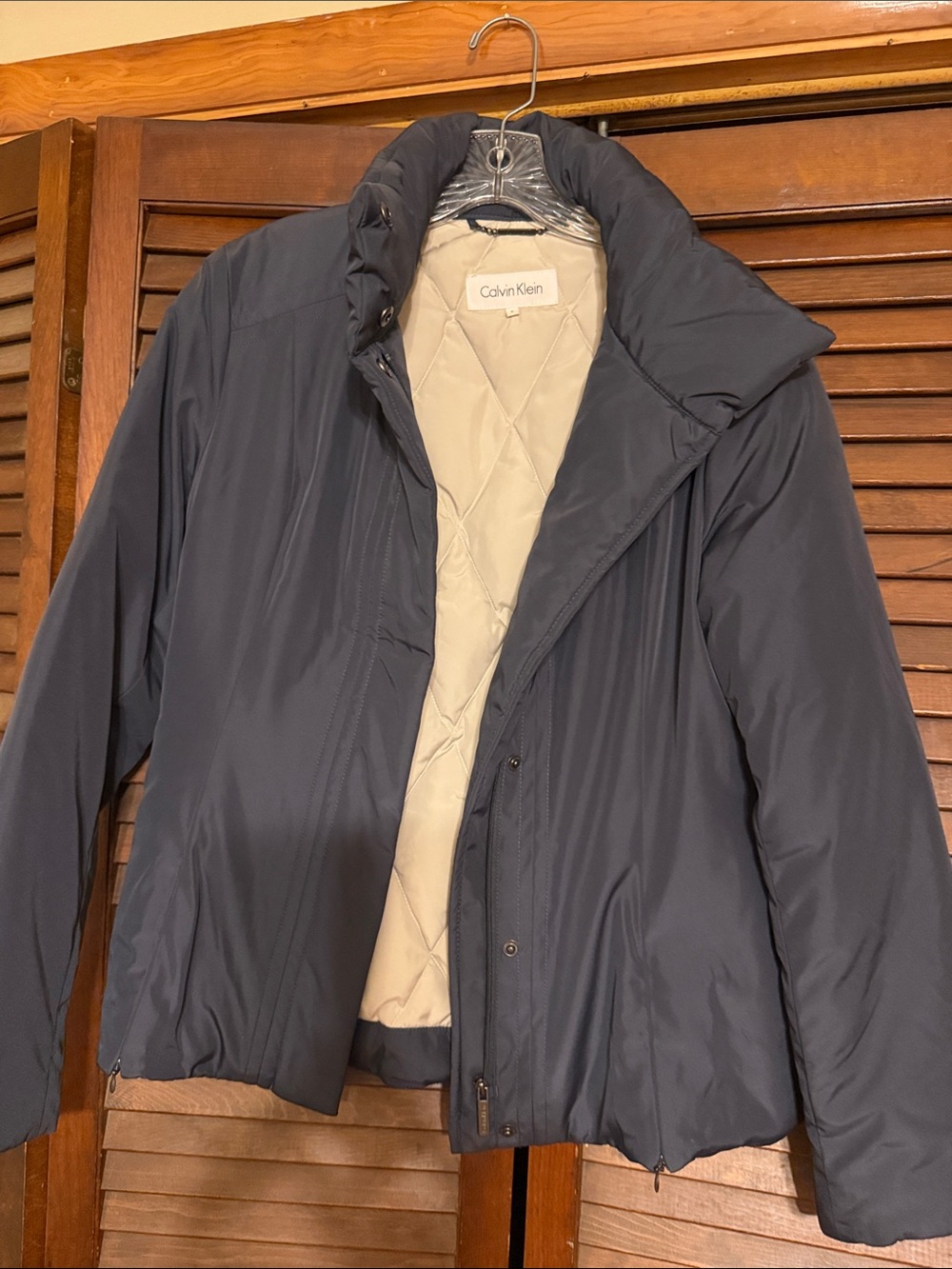 Calvin Klein Womens Navy Jacket with Cream Lining